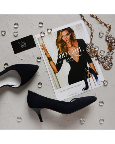 Туфлі-човники з темно-синього велюру Арт. 657-2/36