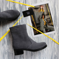 Полусапоги на каблуке из натуральной замши серого цвета Арт. 30-4V