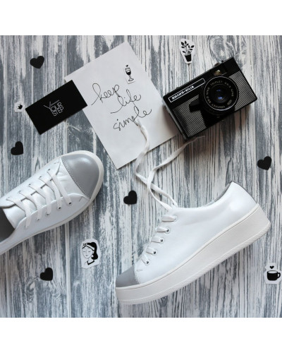 Кеди із білої шкіри Арт. 33-1/143