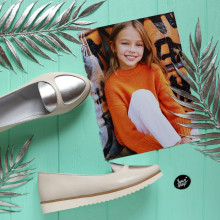 Балетки з бежевої шкіри зі срібною вставкою Арт. 01-6R