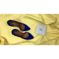 Туфлі-човники з яскраво-синього велюру Арт. 35-5