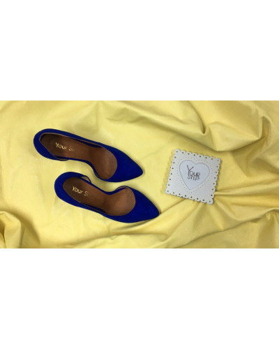 Туфлі-човники з яскраво-синього велюру Арт. 35-5