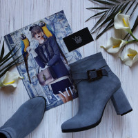 Ботильоны из серого велюра с ремешком Арт. 52-3Ок-53738