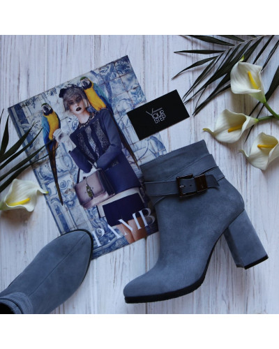 Ботильоны из серого велюра с ремешком Арт. 52-3Ок-53738