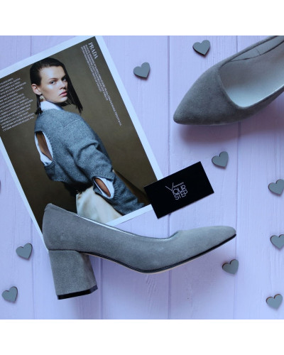 Туфлі-човники з сірої замші Арт. 657-1/47Ok