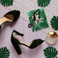 Босоніжки з зеленого велюру Арт. 95-12/24Ок