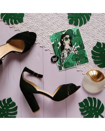 Босоніжки з зеленого велюру Арт. 95-12/24Ок