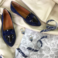 Балетки з синьої замші Арт. 16-3