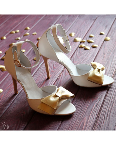 Босоніжки з білої шкіри з бантом Арт. 95-11(2)-Бант