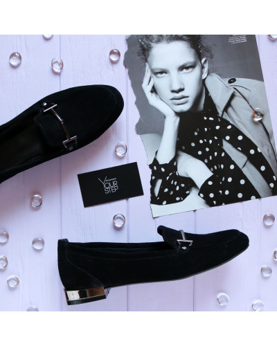 Лофери із чорної замші Арт. 156-1-2578