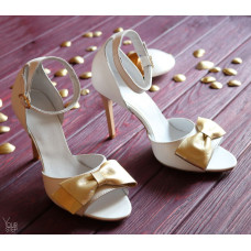 Босоніжки з білої шкіри з бантом Арт. 95-11(2)-Бант
