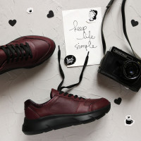 Кросівки з бордової шкіри Арт. Т-3/21910