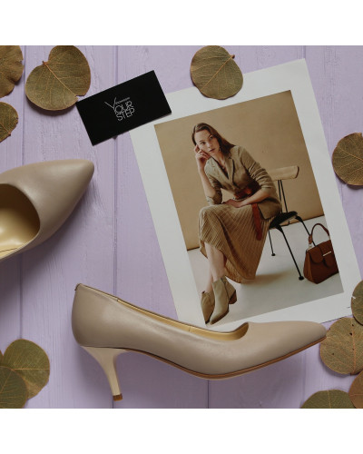 Бежеві туфлі-човники з натуральної шкіри Арт. 657-1/36