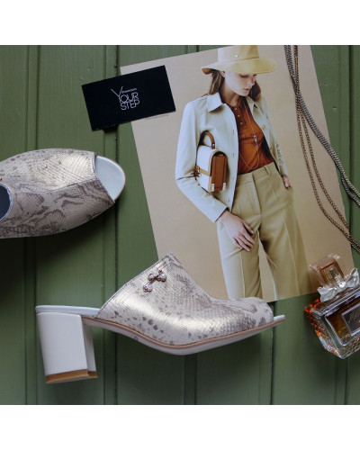 Шкіряні мюлі на підборах Арт. 605-7Ок-3707