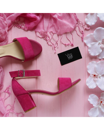 Босоніжки з замші кольору фуксії Арт.: 615-3Ок