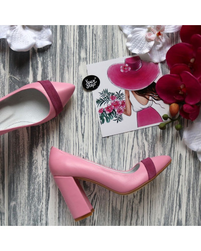 Туфлі-човники з рожевої шкіри Арт. 35-1/44Ок-3660б/ф