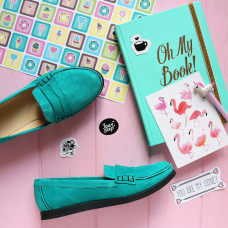 Мокасины из ярко-голубого велюра Арт. 05-10(Am4)