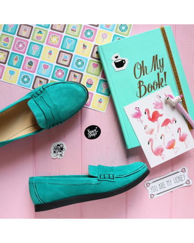 Мокасины из ярко-голубого велюра Арт. 05-10(Am4)