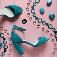 Босоніжки з блакитної замші Арт. 95-11/24Ок