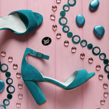 Босоніжки з блакитної замші Арт. 95-11/24Ок