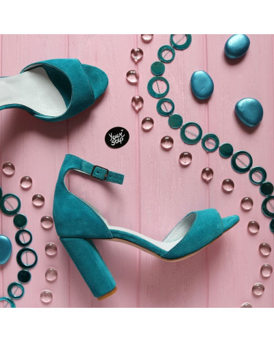 Босоніжки з блакитної замші Арт. 95-11/24Ок