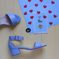 Босоніжки з блакитної шкіри на підборах Арт.: 615-3/415-32Ок