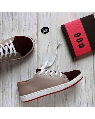 Кеди із бежевої шкіри Арт. Em-1