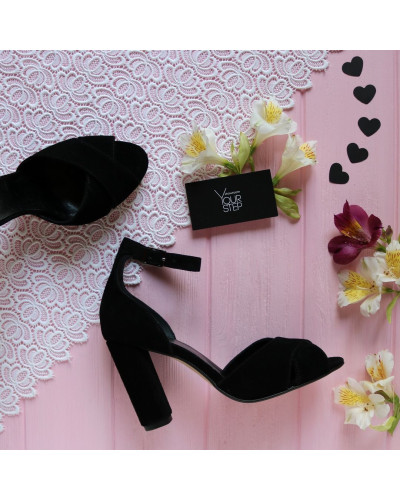 Босоніжки з замші чорного кольору Арт. 95-12/24Ок