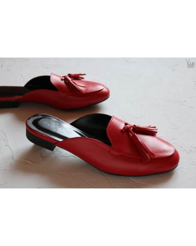 Мюлі із червоної шкіри Арт. 156-2Hil