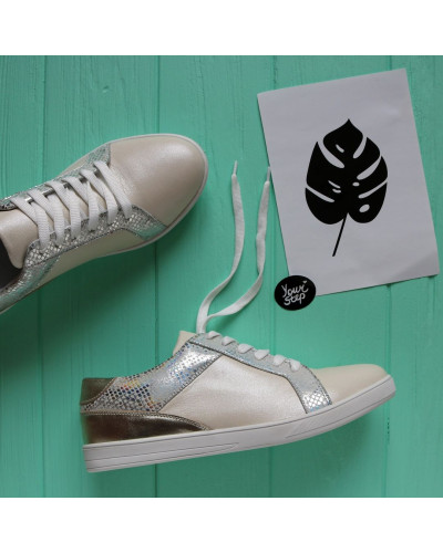 Кеди із бежевої шкіри Арт. Т-4