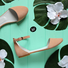 Босоножки из замши цвета бледный персик Арт. 01-2