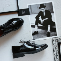 Туфли из черной кожи с лаковым покрытием Арт. 05-6/129