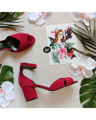 Босоніжки з замші на підборах Арт. 605-10/45Ок