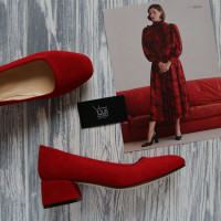 Туфли из красной замши на низком каблуке Арт. 456-1/53Ок