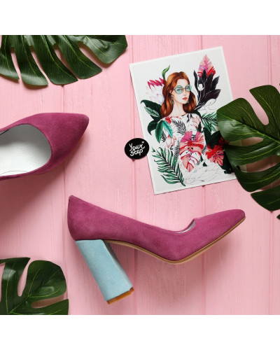 Туфлі-човники з рожевої замші Арт. 35-1/44Ок