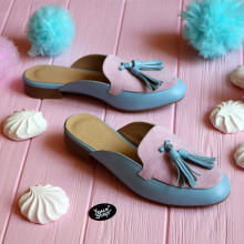 Мюлі із блакитної шкіри Арт. 156-2Hil