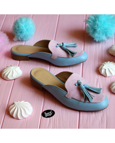 Мюлі із блакитної шкіри Арт. 156-2Hil