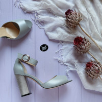 Шкіряні босоніжки на підборах Арт. 95-6/42Serebro