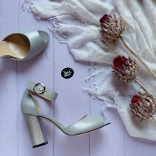 Шкіряні босоніжки на підборах Арт. 95-6/42Serebro