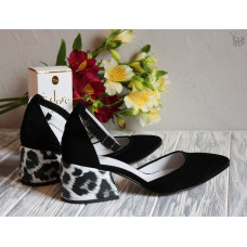 Босоніжки з чорної замші з гострим носом Арт. 657-4/w324Ок