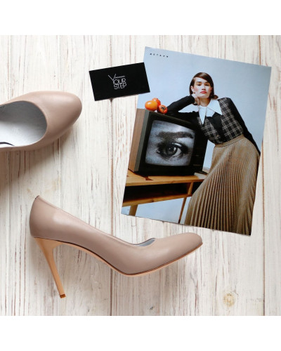 Туфли на шпильке из темно-бежевой кожи Арт. 95-1/35