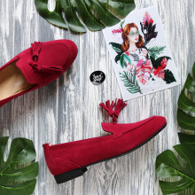 Замшеві лофери в червоному відтінку Арт. 156-1Hill