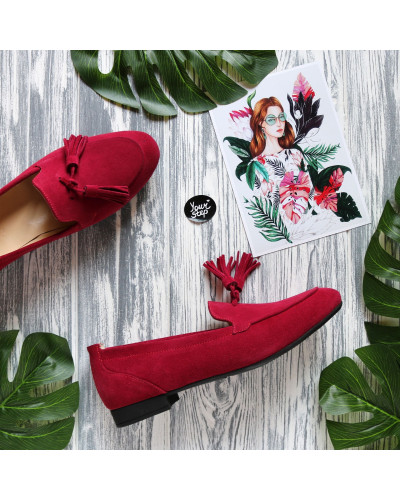 Замшевые лоферы в красном оттенке Арт. 156-1Hill