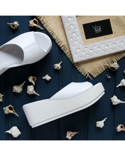 Шльопанці з білої шкіри Арт. 352-3(S)