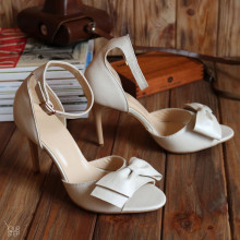 Босоніжки з бежевої шкіри Арт. 95-11(2)-Бант