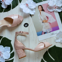 Босоніжки пудрового кольору на підборах Арт. 605-10/45Ок