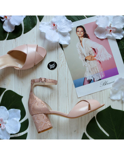 Босоніжки пудрового кольору на підборах Арт. 605-10/45Ок