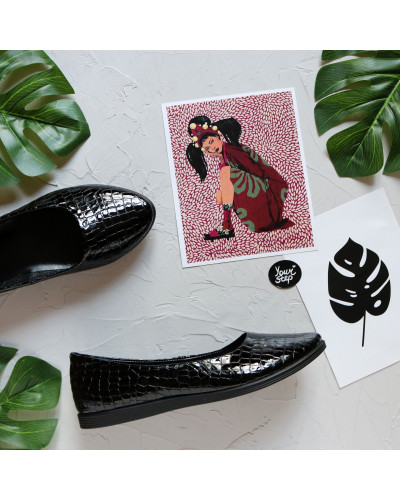 Балетки з лакової шкіри під рептилію Арт. 01-1VG