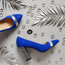 Туфлі-човники з яскраво-синьої замші Арт. 35-1/44Ок-3660б/ф