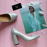 Туфли из серой кожи с блестками Арт. 95-1/44Ок